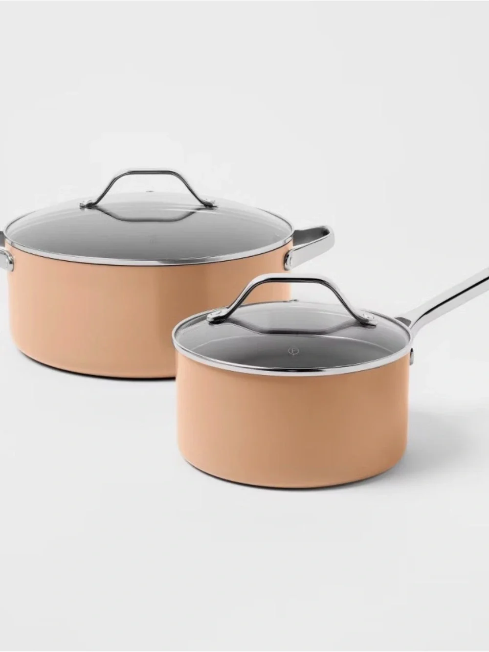 7pc Nonstick Ceramic Coated Aluminum Cookware Set Terracotta Orange -